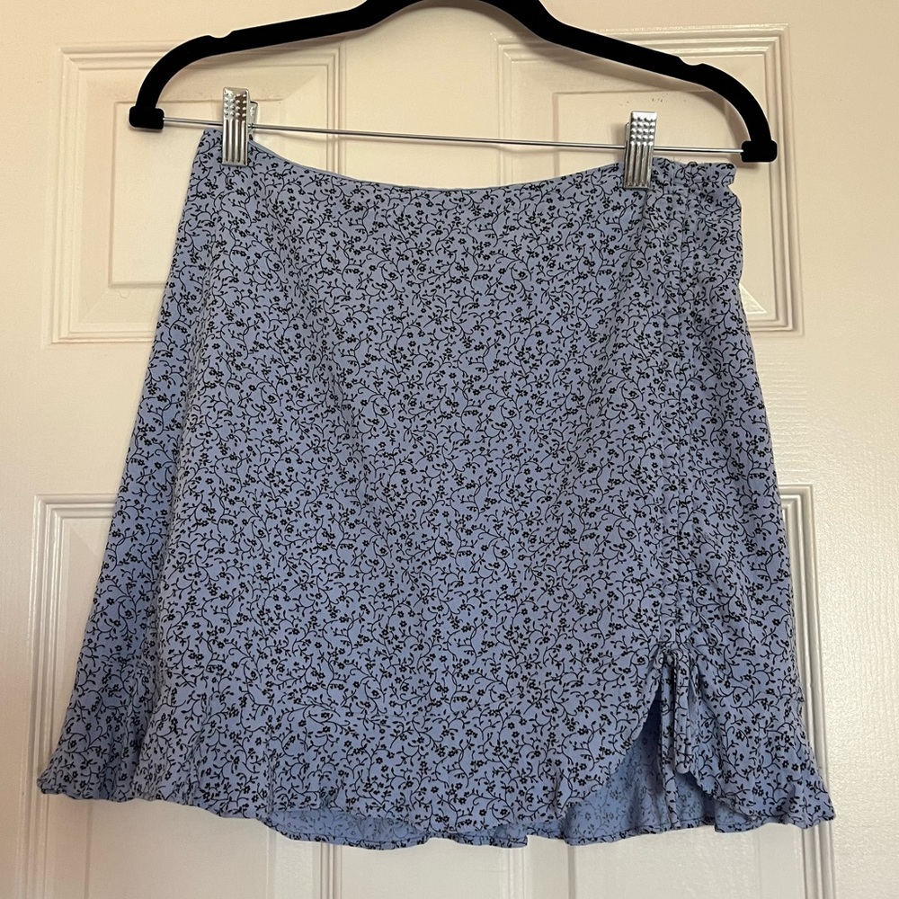 Adorable Indigo Floral Mini Skirt